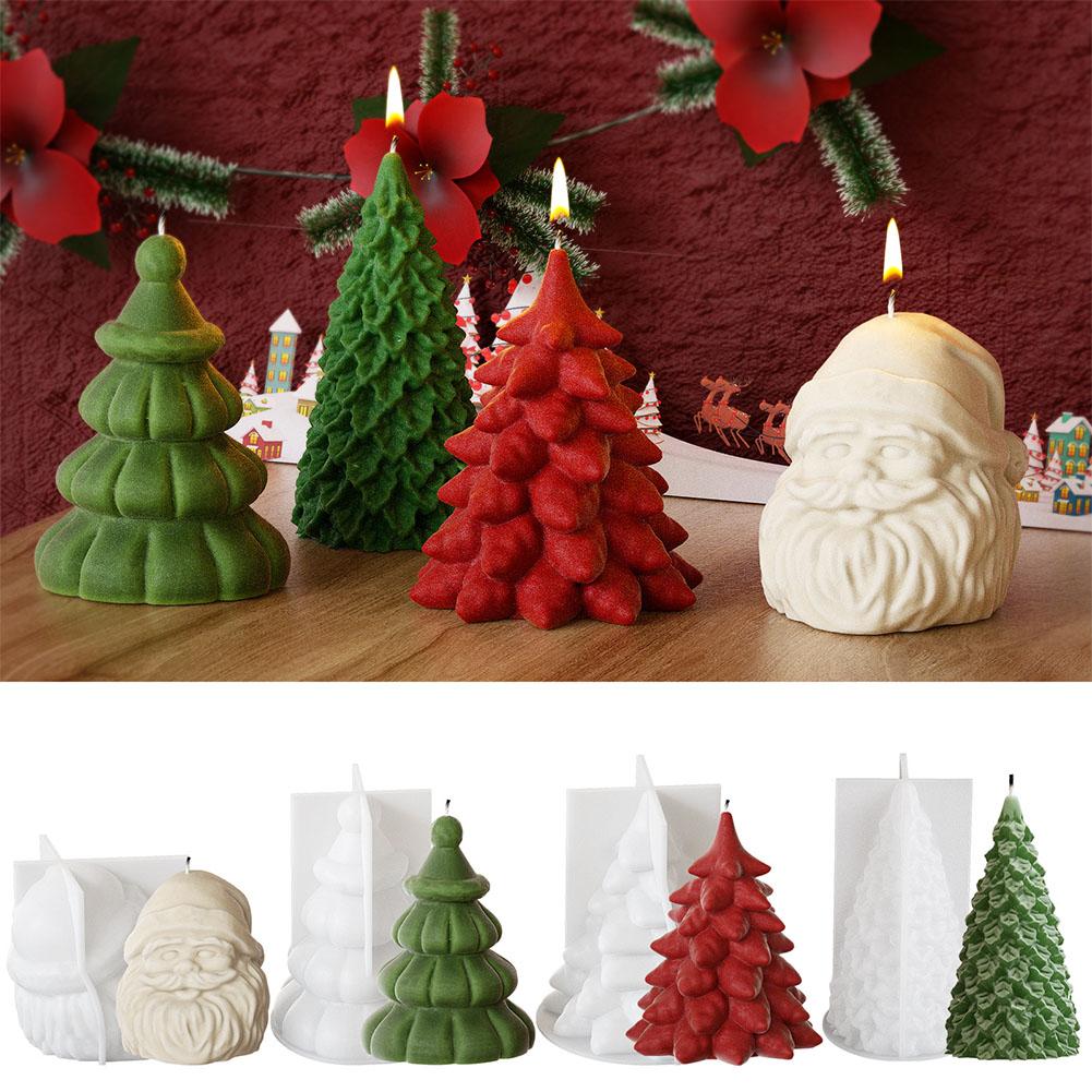 HPDL 3D Christmas Tree Candle Mold Silicon Santa Claus DIY Snowman Epoxy Resin